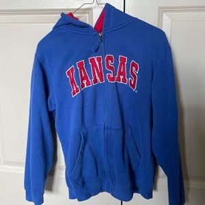 KU Blue hoodie, zip up, size small (8/10) in kids